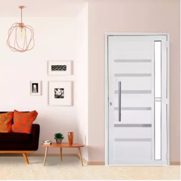 Porta de Alumínio Frisada com Visor Lado Esquerdo 210x80cm Branco Esquadrias Castro - 3