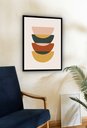 Ver imagem 1 de Quadro Decorativo Abstrato Metades Círculos - 70x50cm:moldura Branca