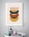 Ver imagem 2 de Quadro Decorativo Abstrato Metades Círculos - 70x50cm:moldura Branca