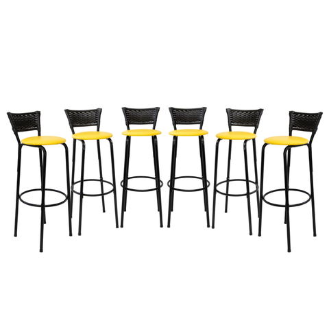 Kit 6 Cadeiras Alta 80cm para Balcão Ilha Bancada Área Gourmet Bar Piscina Banqueta Itagold