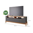 Ver imagem 3 de Rack Bancada C/ Painel P/ Tv até 70 Pol Moema/sotile 4 Portas e Pés 180x197cm Grafite/nature -