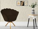 Ver imagem 4 de Poltrona Decorativa Pétala Base Giratória Madeira Suede Marrom Mz Decor