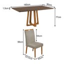 Ver imagem 4 de Mesa Jantar Julia 1,6m Freijó Pés Cerejeira 6 Cadeiras Heloísa Almofadada - Bege Linho