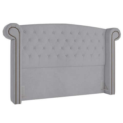 Cabeceira Cama Box Casal 140cm Provença P02 Veludo Cinza - Mpozenato