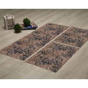 Jogo de Tapete jacquard Solaris Marrom Antiderrapante 3 Peças FASTLAR Jogo de Tapetes