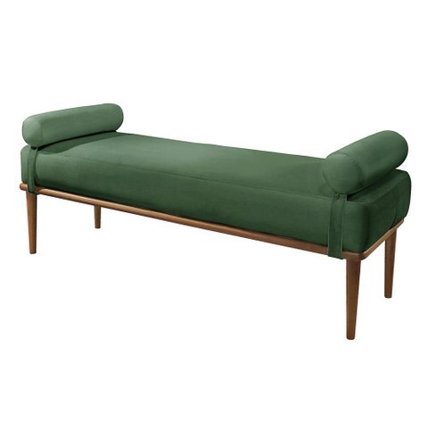 Recamier Banco Berlim Luxo Madeira Maciça Castellar Móbile Veludo Verde Veludo Verde