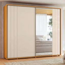Guarda-roupa Casal Dalí Ripado com Escada 2 Portas 8 Gavetas 1 Porta C/ Espelho - 7 Decor Cinamomo e - 2