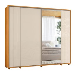 Guarda-roupa Casal Dalí Ripado com Escada 2 Portas 8 Gavetas 1 Porta C/ Espelho - 7 Decor Cinamomo e - 1