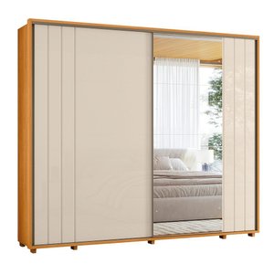 Guarda-roupa Casal Dalí Ripado com Escada 2 Portas 8 Gavetas 1 Porta C/ Espelho - 7 Decor Cinamomo e
