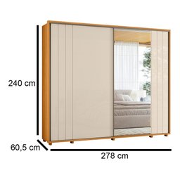 Guarda-roupa Casal Dalí Ripado com Escada 2 Portas 8 Gavetas 1 Porta C/ Espelho - 7 Decor Cinamomo e - 4
