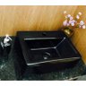 Kit com cuba louça preta retangular apoio,válvula,sifão - 2