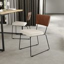Ver imagem 2 de Cadeira Decorativa Sala De Jantar Allana L02 Couríssimo Marrom Linho Champagne - Lyam Decor
