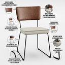 Ver imagem 4 de Cadeira Decorativa Sala De Jantar Allana L02 Couríssimo Marrom Linho Champagne - Lyam Decor