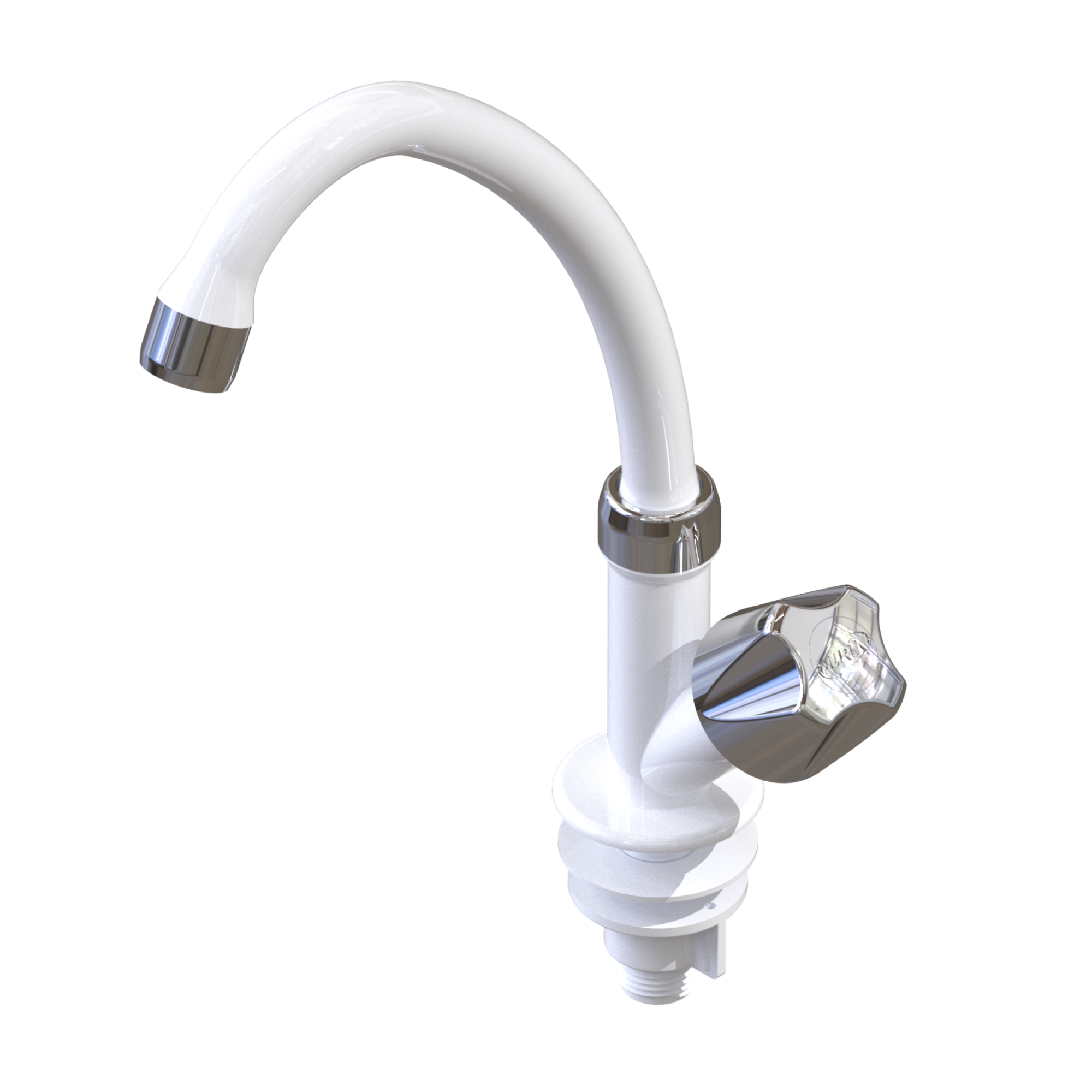 Torneira Cozinha Modelo de Mesa Bica Alta Especial Pp 1/2'' Cor Branco e Cromado Durín - 1