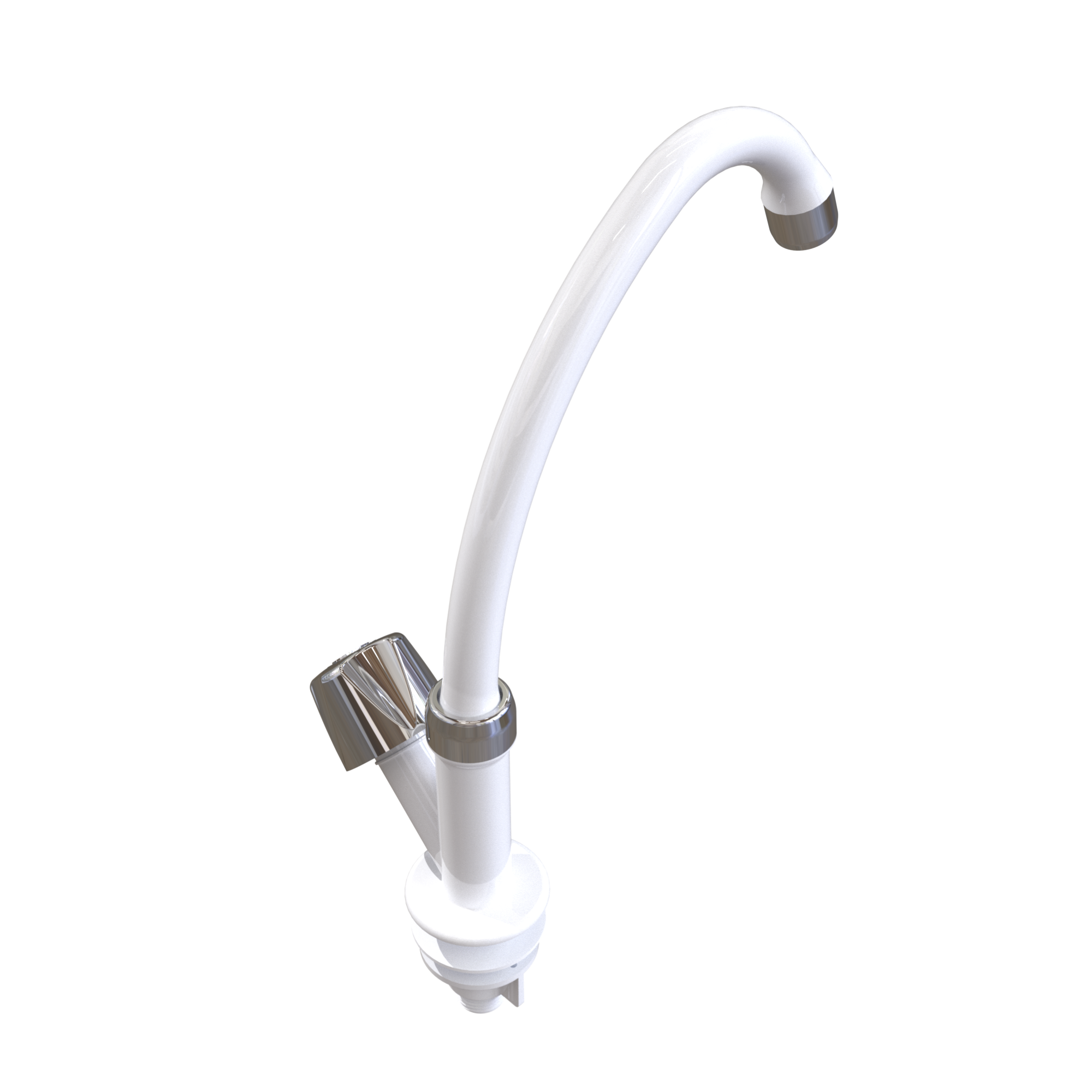 Torneira Cozinha Modelo de Mesa Bica Alta Especial Pp 1/2'' Cor Branco e Cromado Durín - 3