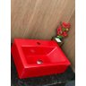 Kit com cuba louça vermelha retangular apoio e válvula click - 2