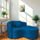 Ver imagem 1 de Recamier Curvo Orgânico 150cm 2 Lugares Lado Direito para Sala de Estar Linho Londres