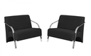 Ver imagem 1 de Kit 2 Poltronas Namoradeira 2 Lugares Vênus Braço Alumínio D Salla Suede Preto