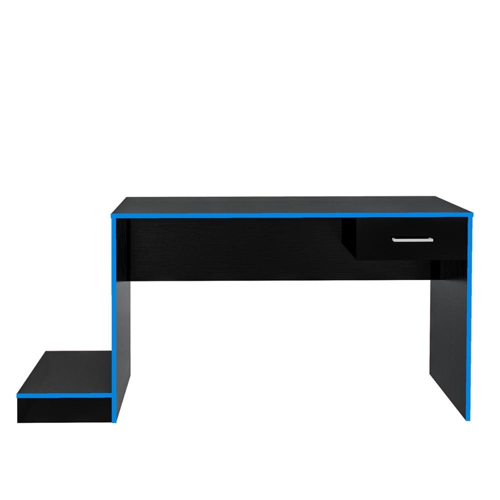 Mesa Escrivaninha Computador Gamer Artely com 1 Gaveta Preta e Azul - 3