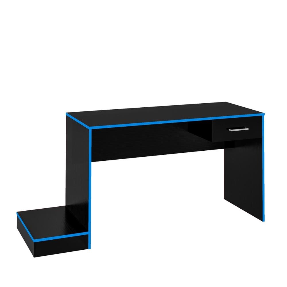 Mesa Escrivaninha Computador Gamer Artely com 1 Gaveta Preta e Azul - 4