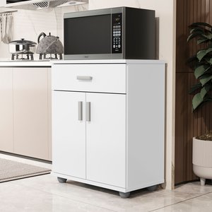 Armario de Cozinha Balcão Multiuso Organizador Mell Branco 2 Portas 1gaveta Aparador