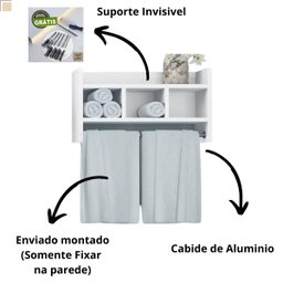 Toalheiro Hotel de Parede Porta Toalha Branco Master em Mdf - 2