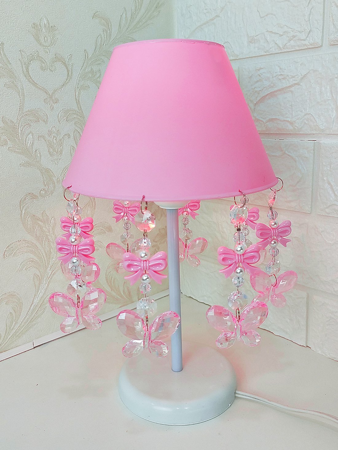 Luminária Infantil Borboletas Abajur para Mesa de Cabeceira Decoração Quarto de Menina Rosa Bebê 17x - 6