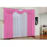 Cortina Jade Quarto e Sala 3,00m x 2,50m Rosa e Branco - 1