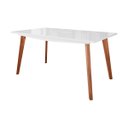 Ver imagem 1 de Mesa de Jantar 6 Lugares Moderna Pé Palito 160 Cm Milano Madeira Maciça Imbuia Branco Laca - RMI