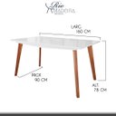 Ver imagem 2 de Mesa de Jantar 6 Lugares Moderna Pé Palito 160 Cm Milano Madeira Maciça Imbuia Branco Laca - RMI