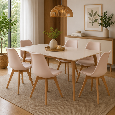 Kit 6 Cadeiras Eames Wood Leda Design Nude