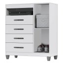 Ver imagem 3 de Cômoda Sapateira Cannes 4 Gavetas 1 Porta Branco Incorplac