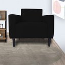 Ver imagem 3 de Poltrona Decorativa Leticia Slim Suede Preto Pés Madeira Mz Decor
