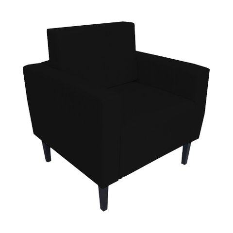 Poltrona Decorativa Leticia Slim Suede Preto Pés Madeira Mz Decor