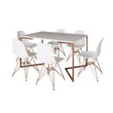 Ver imagem 6 de Mesa Jantar Industrial Retangular 137X90Cm Branca Base V Com 6 Cadeiras Brancas Base Co Cor: Branco
