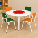 Ver imagem 1 de Jogo de Mesa Redonda com Organizador com 4 Cadeiras Coloridas Infantil para Creche e Escola