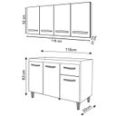 Ver imagem 4 de Armario Aereo 4 Portas e Balcao 120cm Savana Off White Mobbs