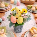 Ver imagem 3 de Enfeite Arranjo Páscoa Centro Mesa Aparador Coelho Kit 3pçs