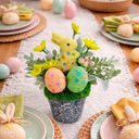 Ver imagem 5 de Enfeite Arranjo Páscoa Centro Mesa Aparador Coelho Kit 3pçs