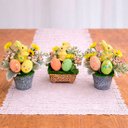 Ver imagem 2 de Enfeite Arranjo Páscoa Centro Mesa Aparador Coelho Kit 3pçs