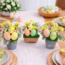 Ver imagem 1 de Enfeite Arranjo Páscoa Centro Mesa Aparador Coelho Kit 3pçs