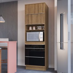 Módulo para Forno/Micro-ondas Cozinha Paola 68cm 03 portas 02 gavetas com rodapés PA8511R Delmarco D - 1