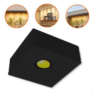 Spot Led Sobrepor Quadrado 3w 3000k | Alumínio Branco | Iluminação para Teto e Pergolado