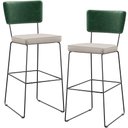 Ver imagem 1 de Kit 02 Banquetas Altas Cozinha Sala Jantar Fixa Allana L02 Facto Verde Musgo Linho Cru - Lyam Decor