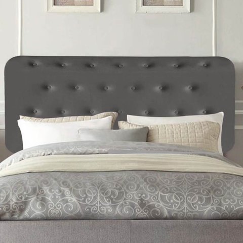 Painel Estofado Luxo Capitonê Brenda 140cm Casal para Cama Box Suede Cinza - Gat Magazine