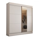 Ver imagem 3 de Guarda-roupa Casal Portugal 2 Portas de Correr com Espelho 3 Gavetas Branco Fosco - Panorama Móveis