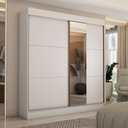 Ver imagem 1 de Guarda-roupa Casal Portugal 2 Portas de Correr com Espelho 3 Gavetas Branco Fosco - Panorama Móveis
