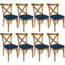 Ver imagem 1 de Kit 08 Cadeiras Para Sala de Jantar e Estar Living Estofada Ávila L02 Suede Azul Marinho - Lyam Lyam