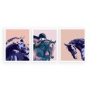 Ver imagem 1 de Kit 3 Quadros Cavalos Amazona 45x34cm - com vidro:Madeira preta