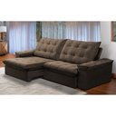 Ver imagem 1 de Sofá Retrátil e Reclinável Alasca New 4 Lugares Veludo Marrom Escuro 230cm - Ferguile